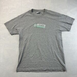 Y2K Utmost Gray Graphic T-Shirt Men's Large Logo Short Sleeve Cotton Blend Tee